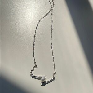 Elegant Silver Necklace with Pearl Accent